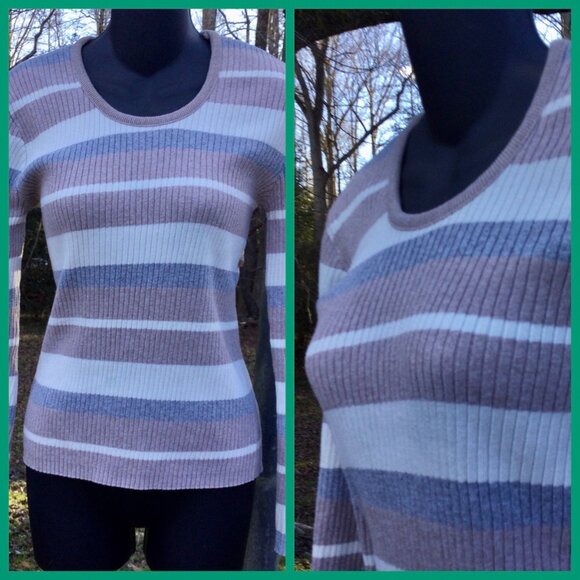 2 Striped Sweaters, sz M - Picture 3 of 6
